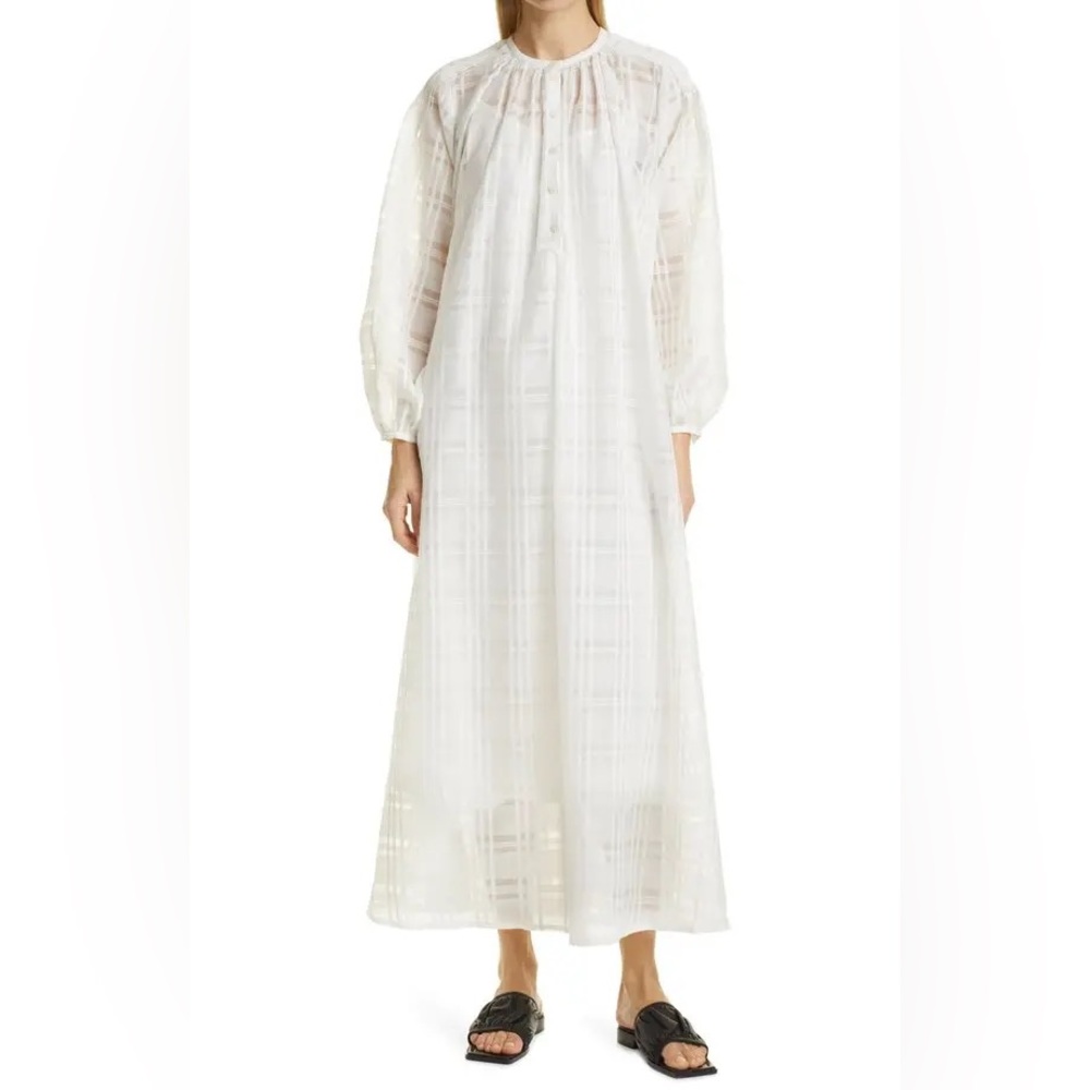 BIRGITTE HERSKIND Karma Organza Long Sleeve Maxi Dress in White